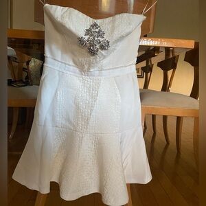 Elegant White Strapless Dress with Embellishment